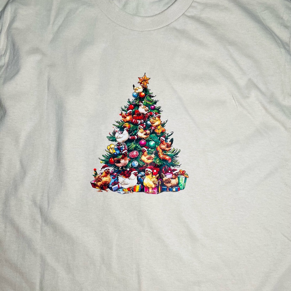 NEW Christmas Tree with Chickens Shirt Sz. LG, Women’s, gift, cute, fun - Picture 3 of 4